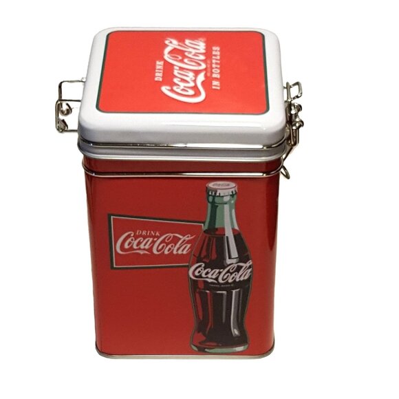 2015 Coke Coca-Cola Tin Box Company Canister Latch Top Refresh Your Guests Tin - Picture 3 of 7
